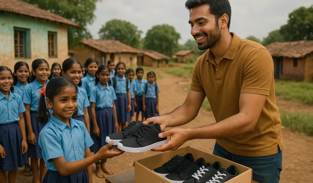 Varun Hiremath Leads Initiative to Donate Footwear to Rural Schoolchildren in Maharashtra 1024x683 1