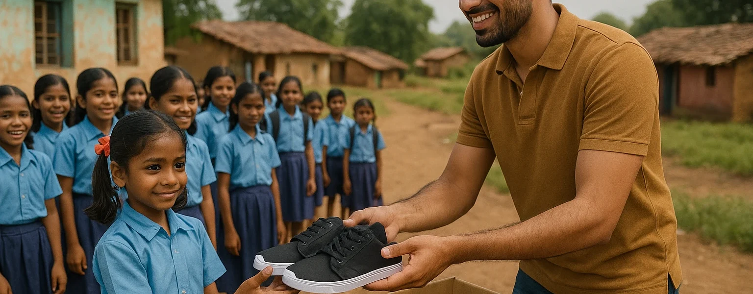 Varun Hiremath Leads Initiative to Donate Footwear to Rural Schoolchildren in Maharashtra
